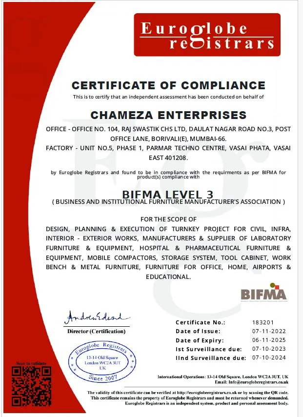 BIFMA Final Certificate